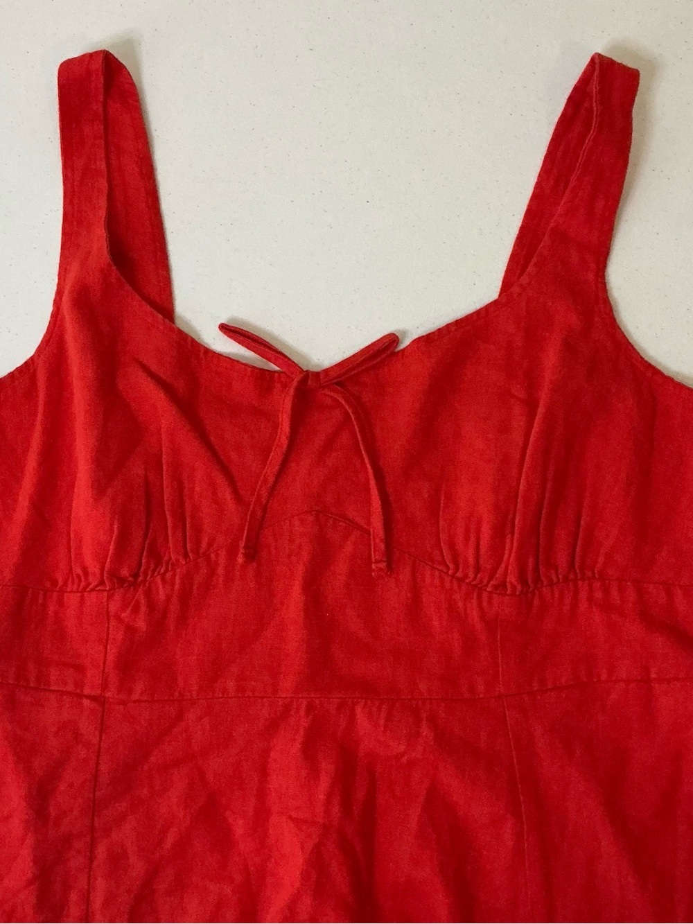 Old Navy Coral-Orange Sleeveless Tie-Front Midi Dress - Picture 4 of 6